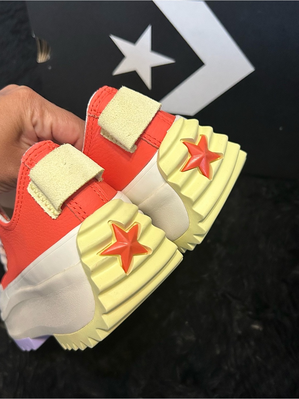 CONVERSE Run Star Hike Platform Low 'Color Pop - Vermillion Red' leather shoes 7 - Picture 5 of 8